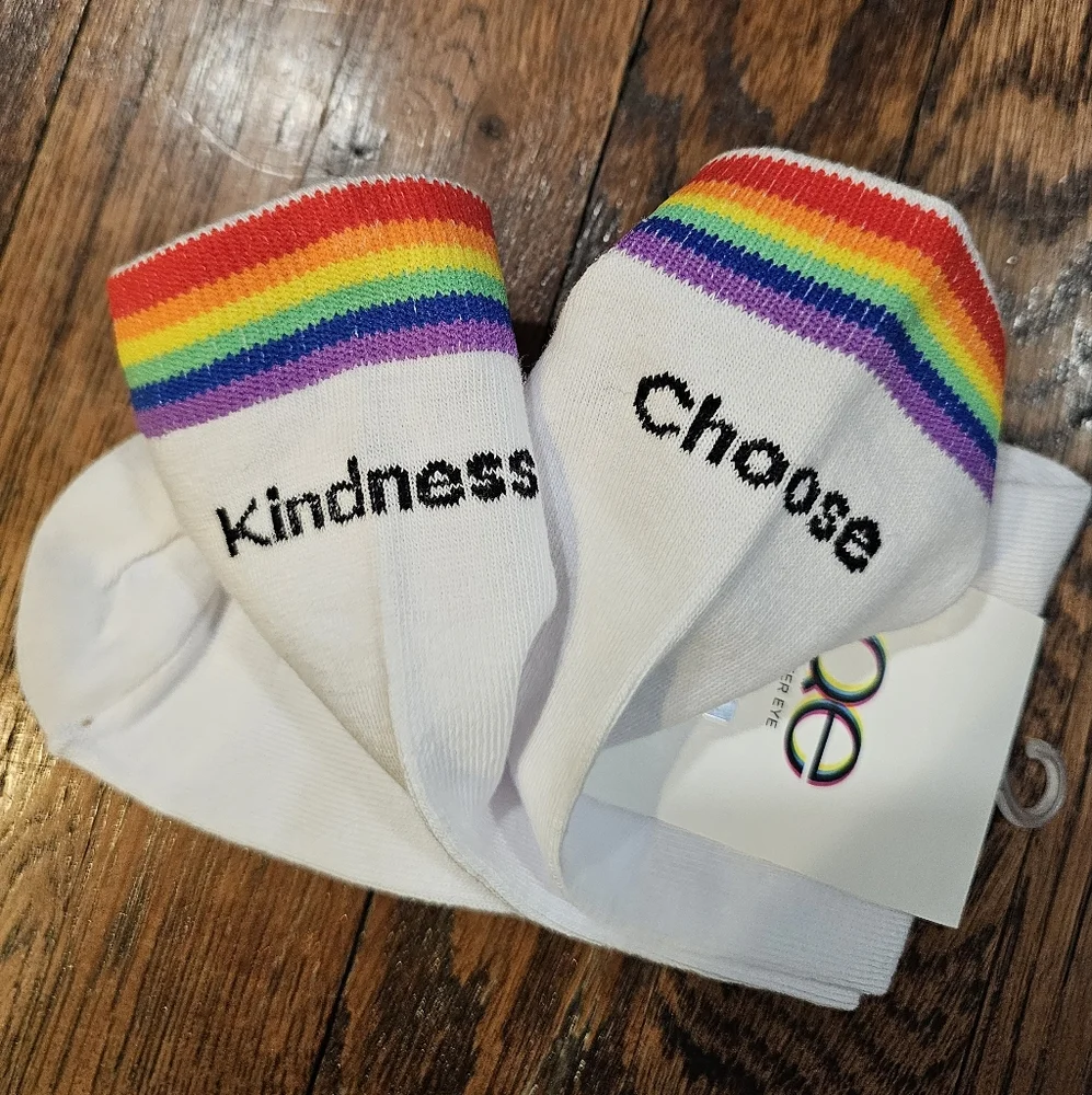 NWT Queer Eye Rainbow Choose Kindness Socks